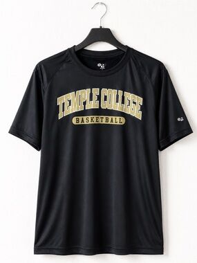 Temple College Basketball Performance T-Shirt Black Adult L Athletic Tee